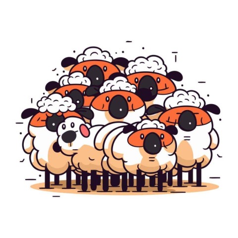 Cartoon funny sheeps. Vector illustration of cute funny sheeps.