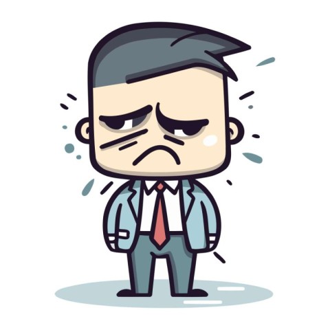 Sad Businessman Face Cartoon Vector Illustration
