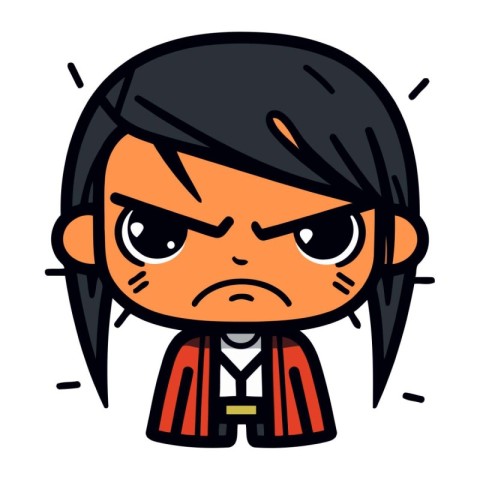 Angry Girl Face Cartoon Vector Illustration