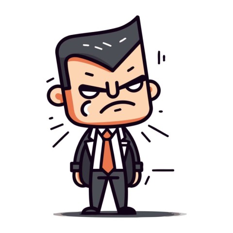 Angry boss Cartoon Vector Illustration of a Businessman Charac