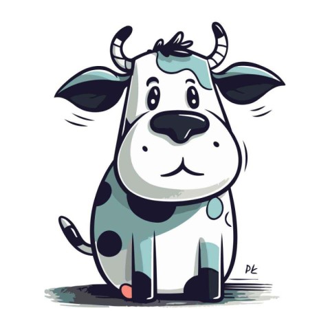 Illustration of a Cute Cartoon Cow on White Background Vector