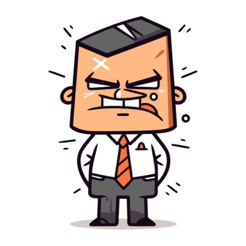 Angry Businessman Cartoon Vector Illustration of Businessman C