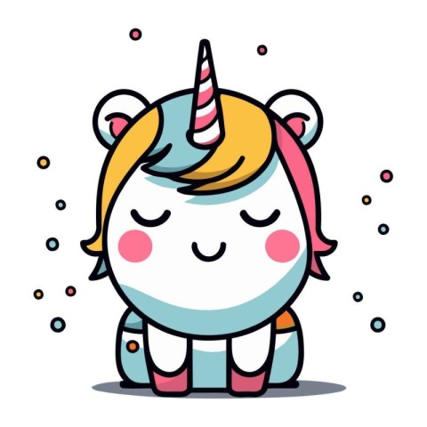 Cute Unicorn Cute Cartoon Fantasy Animal Vector Illustration.