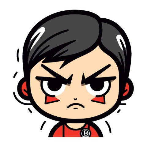 Angry Girl Face Cartoon Vector Illustration
