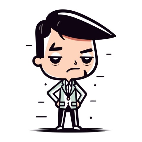 Sad Businessman Retro Cartoon Vector Illustration
