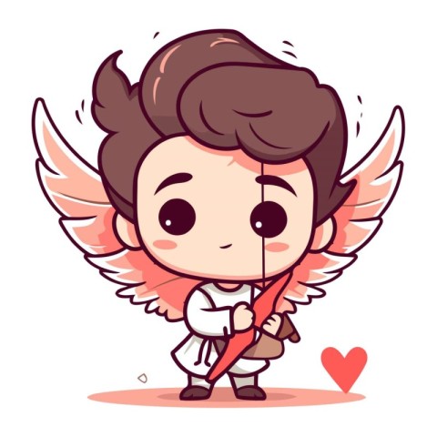 Cupid Boy Cute Cartoon Vector Illustration