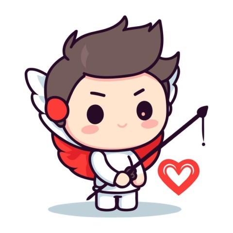 Cupid with bow and arrow Cute cupid mascot vector design