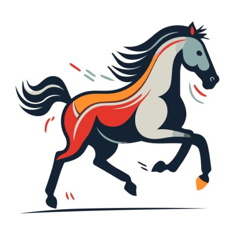 Running horse. Vector illustration on white background. Isolated