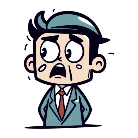 Angry and Frustrated Businessman Retro Cartoon Vector Illustra