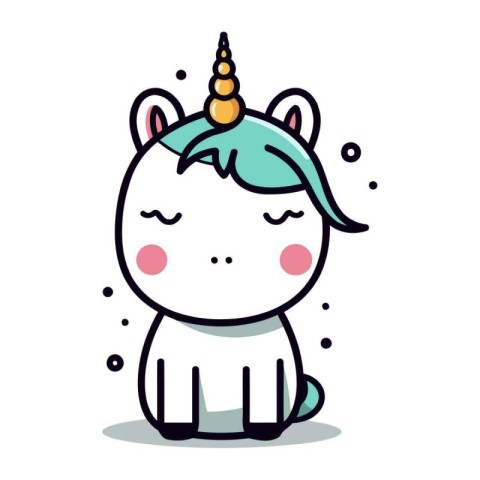 Cute Unicorn Cute Cartoon Animal Vector Icon Illustration.