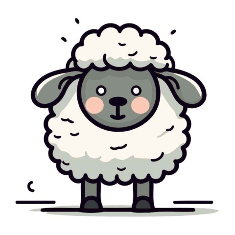 Sheep Cute Cartoon Animal Character Vector Illustration