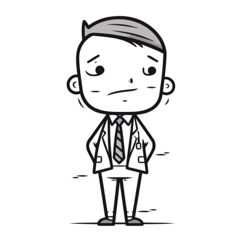 Doctor Black and White Vector Cartoon Illustration of a Doctor