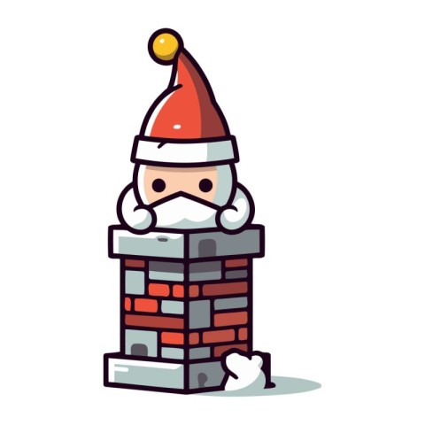 Santa Claus with brick chimney Merry Christmas and Happy New Y