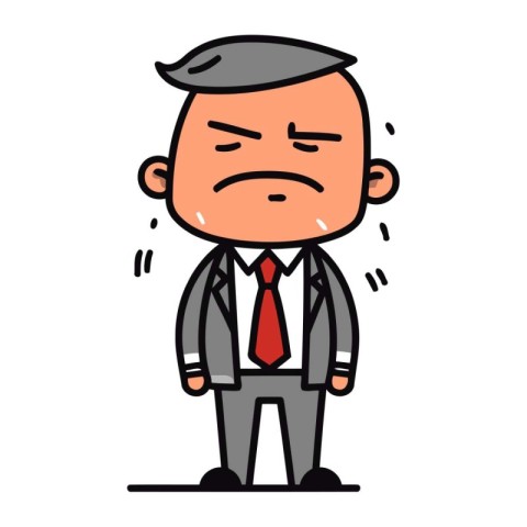 Angry Businessman Cartoon Vector Illustration of a Sad Busines