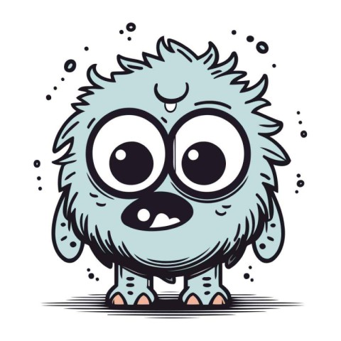 Cute cartoon hedgehog with big eyes. Vector illustration isolate
