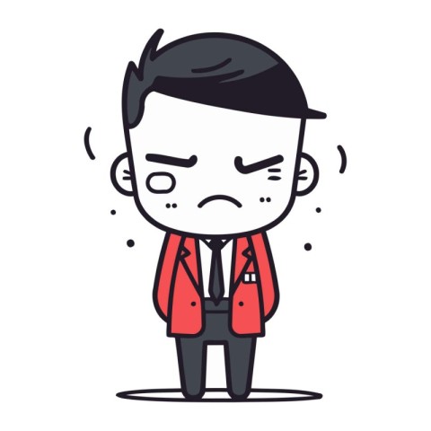 Sad Businessman Retro Cartoon Vector Illustration