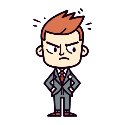 Angry Businessman Retro Cartoon Vector Illustration