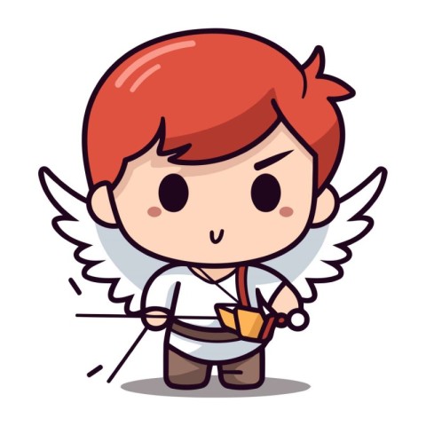 Cupid boy with bow and arrow Cute cartoon vector illustration