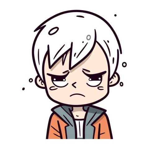 Angry Teenager Boy Cute Cartoon Style Vector Illustration