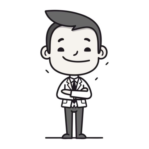 Businessman Smiling Hand Drawn Vector Illustration. EPS10
