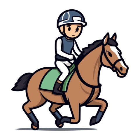 Horse race jockey riding a horse. cartoon vector illustration