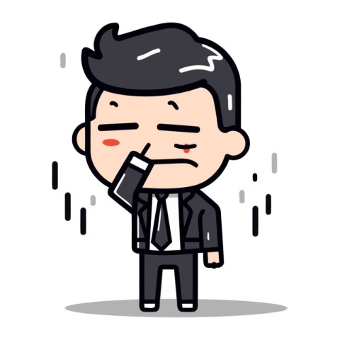 Upset Face Cartoon Businessman Vector Illustration