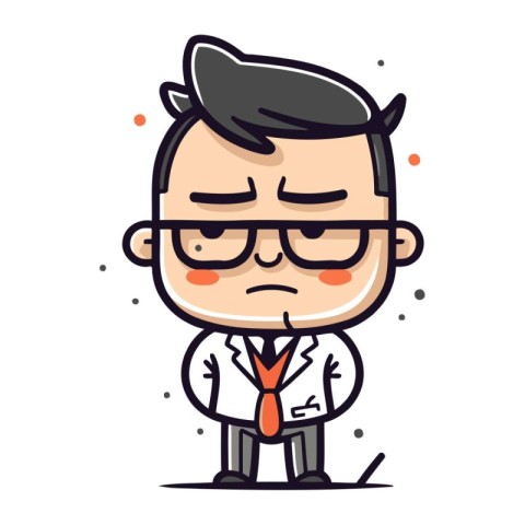 Angry Doctor Cartoon Vector Illustration. Stylized Businessman