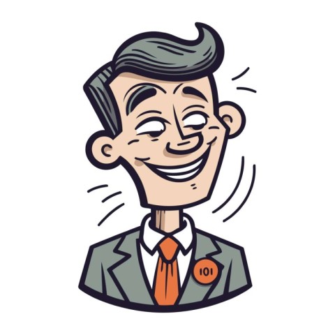 Businessman Smiling Cartoon Vector Illustration. Isolated On W
