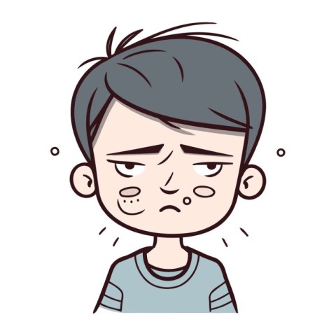 Illustration of a Boy Crying Cute Cartoon Style Vector