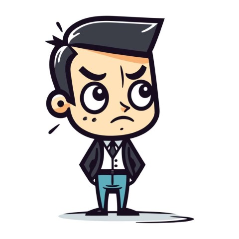 Upset Man Wearing Tuxedo Vector Cartoon Illustration