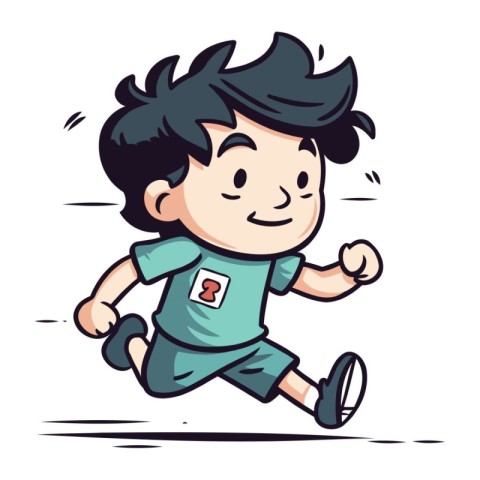 Running Kid Cartoon Vector Illustration of a Kid Running and S