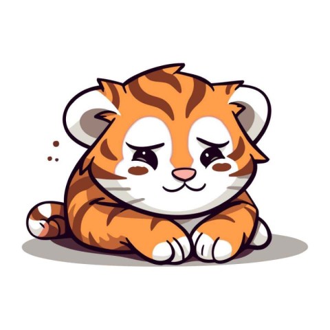 Cute little tiger character. Vector illustration isolated on whi