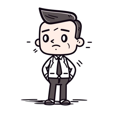 Stressed Businessman Retro Cartoon Vector Illustration