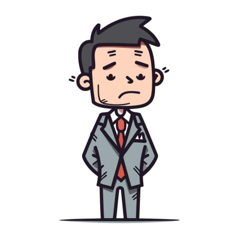 Sad Businessman Colorful Cartoon Vector Illustration