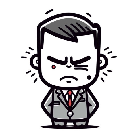 Angry Businessman Wearing Suit Retro Cartoon Vector Illustrati
