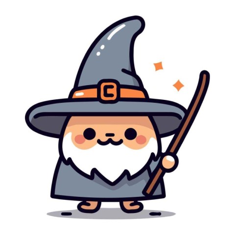 Wizard Cute Wizard Cartoon Character Vector Illustration Desig