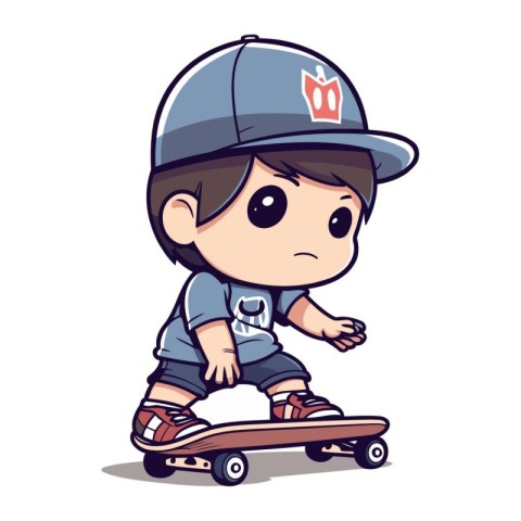 Boy Skateboarding Cartoon Vector Illustration