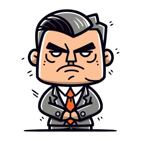 Angry Businessman Cartoon Vector Illustration