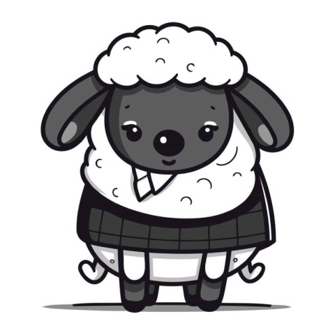 Cute Sheep Cartoon Character Illustration. Isolated on White B