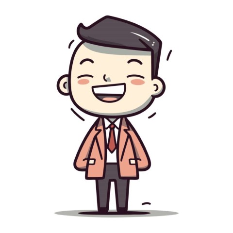 Cheerful Businessman Smiling Cartoon Vector Illustration