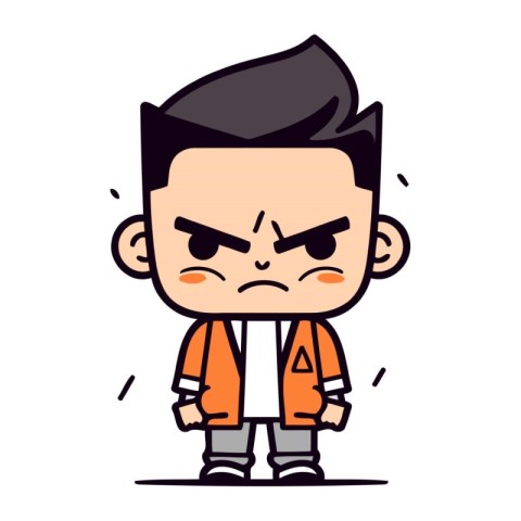 Angry Cartoon Man Wearing Orange Clothes Vector Illustration