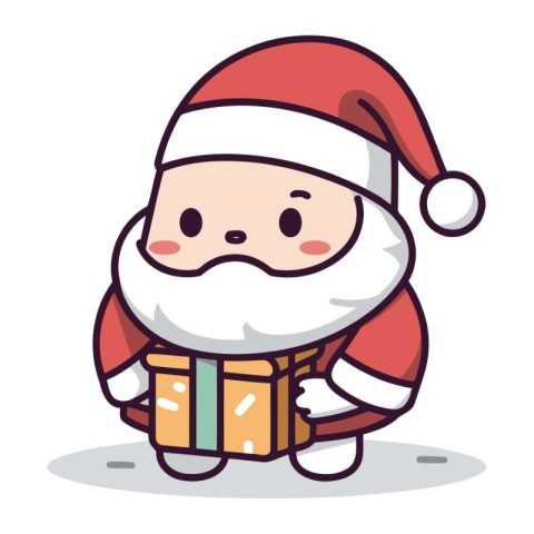 Santa Claus with gift box Merry Christmas and Happy New Year c