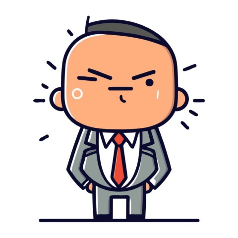 Sad businessman Vector thin line cartoon illustration of sad b