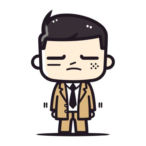 Sad Businessman Cartoon Vector Illustration.