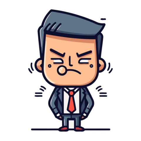 Angry Businessman Cartoon Vector Illustration