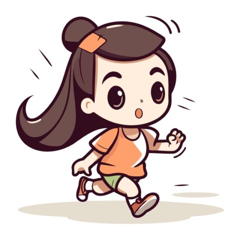 Running Girl Vector Cartoon Illustration
