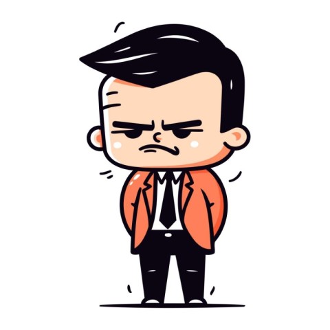 Angry Businessman Retro Cartoon Vector Illustration