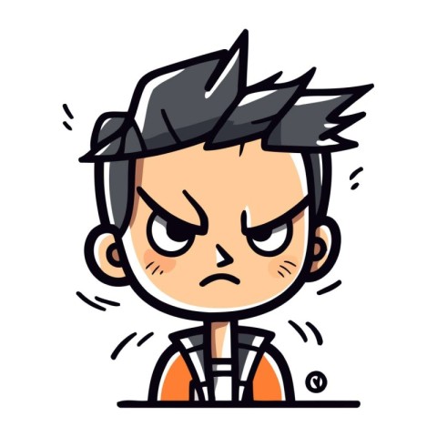 Angry Man Cartoon Vector Illustration. Sticker. Label