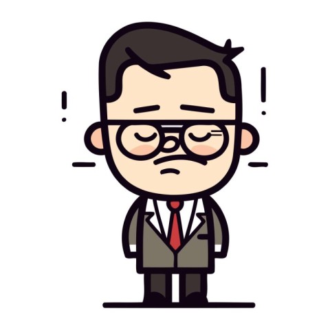Sad Businessman Cartoon Character Wearing Glasses Vector Illus