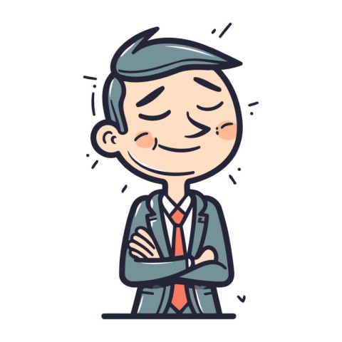 Illustration of a man in a suit with his arms crossed vector